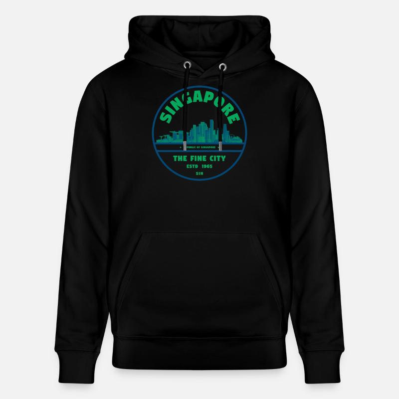 Emblème de la Skyline de Singapour - Sweat à capuche bio CRUISER Stanley/Stella Unisexe - noir