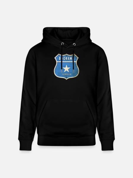 Boorama Somalia coat of arms flag design - Stanley/Stella CRUISER Unisex Organic Hoodie - black