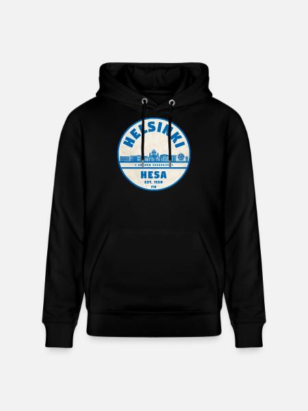 Helsinki Skyline Emblem 1550 - Stanley/Stella CRUISER Unisex Organic Hoodie - black