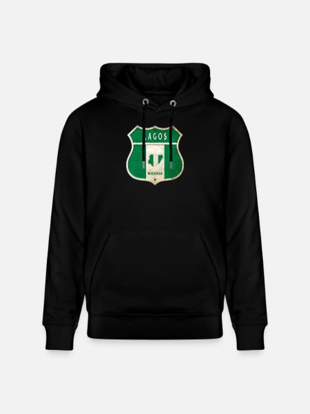 Lagos Nigeria vapensköld flaggor design - Ekologisk luvtröja CRUISER unisex från Stanley/Stella - svart