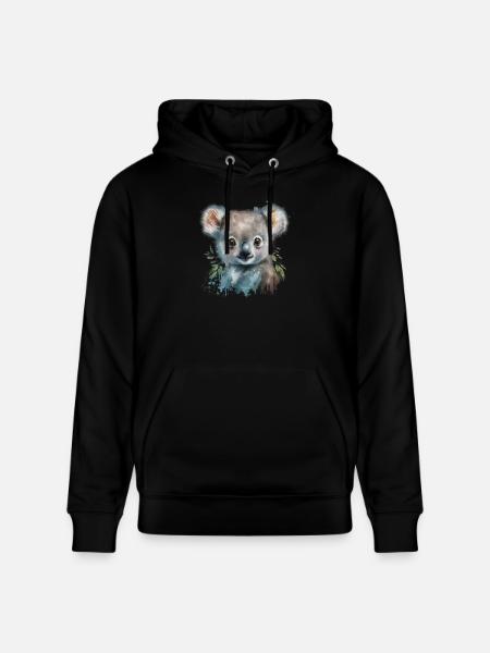 Koala Aquarelle Feuillage - Sweat à capuche bio CRUISER Stanley/Stella Unisexe - noir