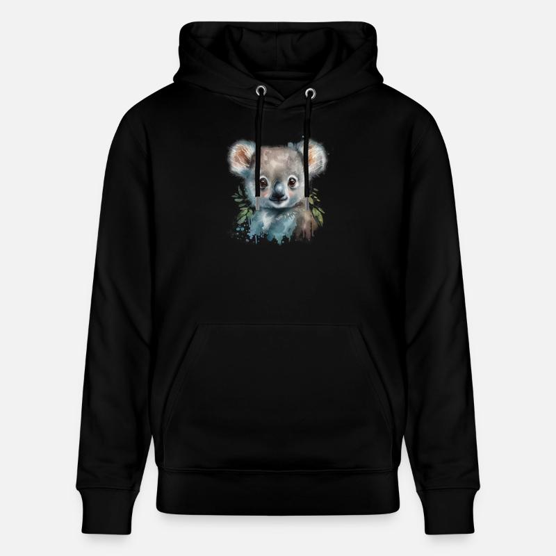 Koala Aquarelle Feuillage - Sweat à capuche bio CRUISER Stanley/Stella Unisexe - noir