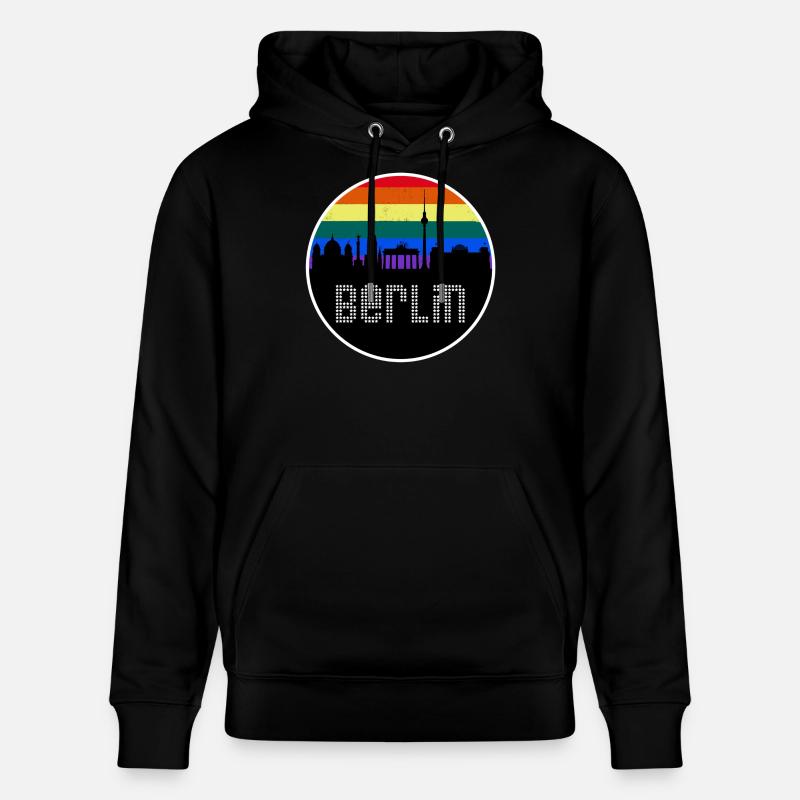 Berlin Skyline Regenbogen - Stanley/Stella Unisex Bio-Hoodie CRUISER  - Schwarz