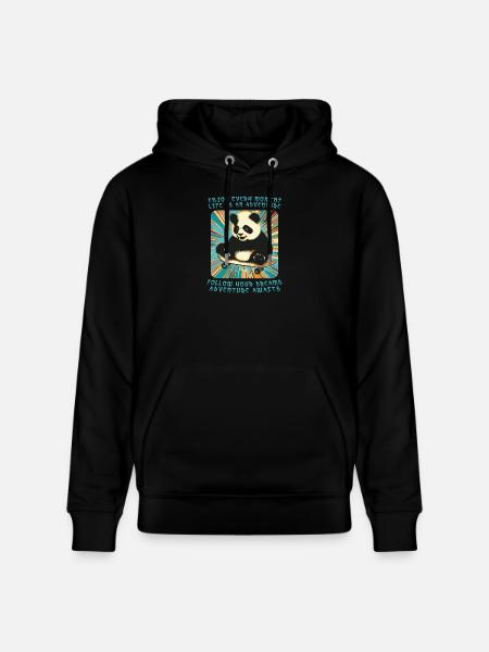 Panda's Adventure on Wheels - Stanley/Stella CRUISER Unisex Organic Hoodie - black