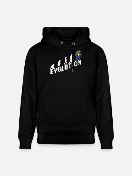 Evolution Wanderer Wandern Wanderung Bergwanderung - Stanley/Stella Unisex Bio-Hoodie CRUISER - Schwarz