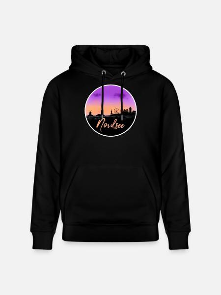 North Sea Fineline Skyline - Stanley/Stella CRUISER Unisex Organic Hoodie - black