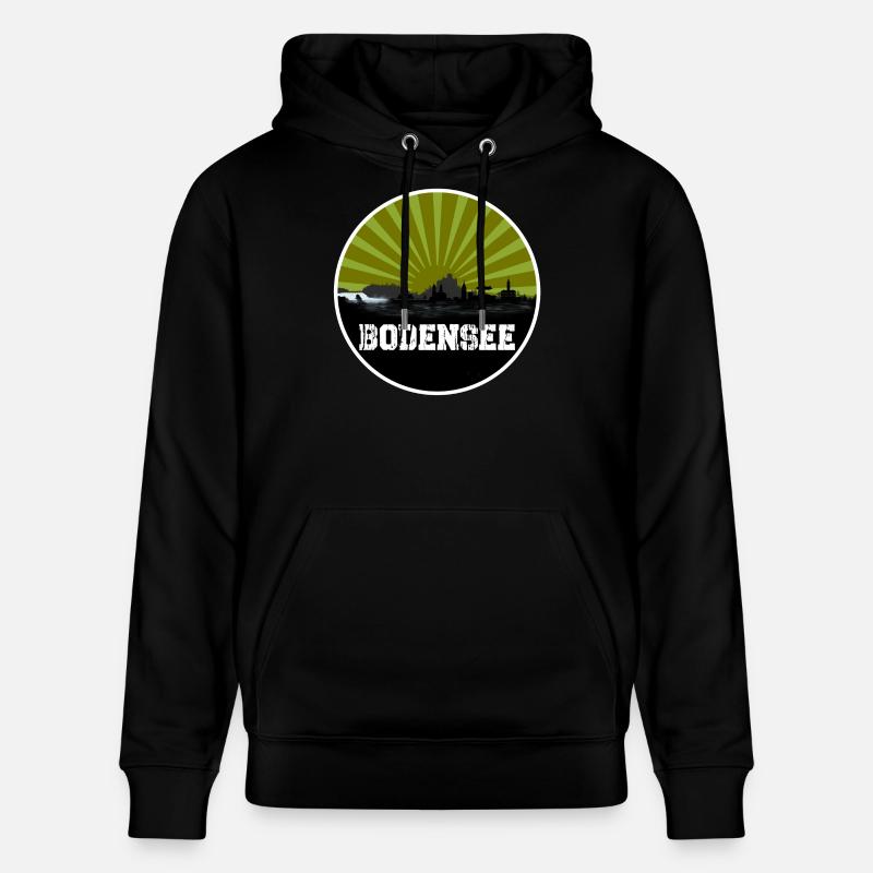 Bodensee Retro Skyline - Stanley/Stella Unisex Bio-Hoodie CRUISER  - Schwarz