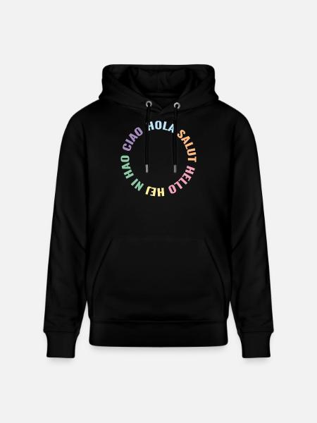 Pastel Global Greetings Circle - Stanley/Stella CRUISER Unisex Organic Hoodie - black