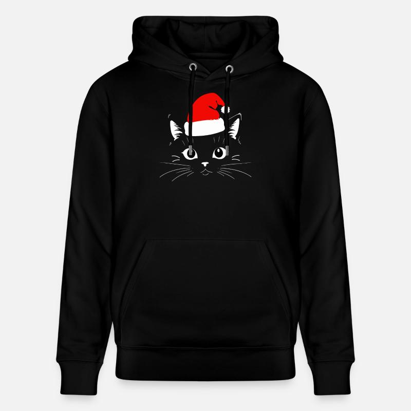 Chat Noël - Sweat à capuche bio CRUISER Stanley/Stella Unisexe - noir