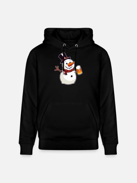 Snowman with beer - Stanley/Stella CRUISER Unisex Organic Hoodie - black