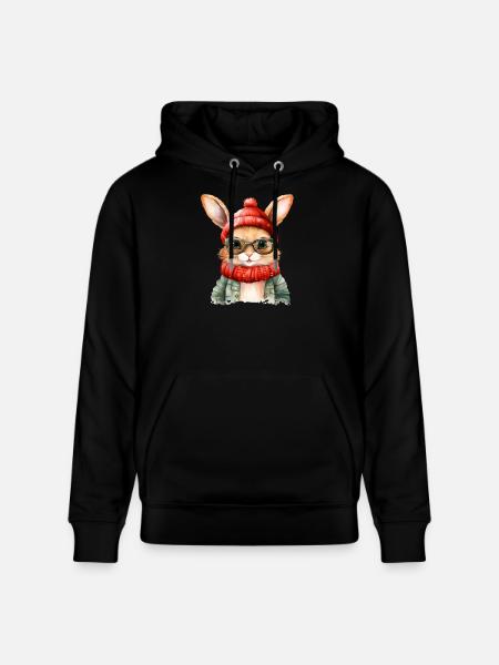 Kuschelbunny Winterlook mit Brille - Stanley/Stella Unisex Bio-Hoodie CRUISER - Schwarz