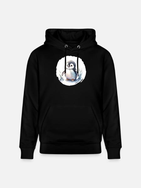 Aquarelle de pingouin - Sweat à capuche bio CRUISER Stanley/Stella Unisexe - noir