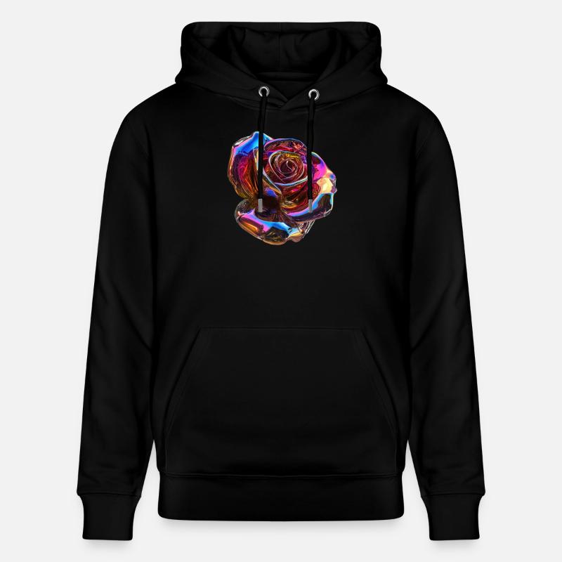 Irisierende Regenbogenrose - Stanley/Stella Unisex Bio-Hoodie CRUISER  - Schwarz