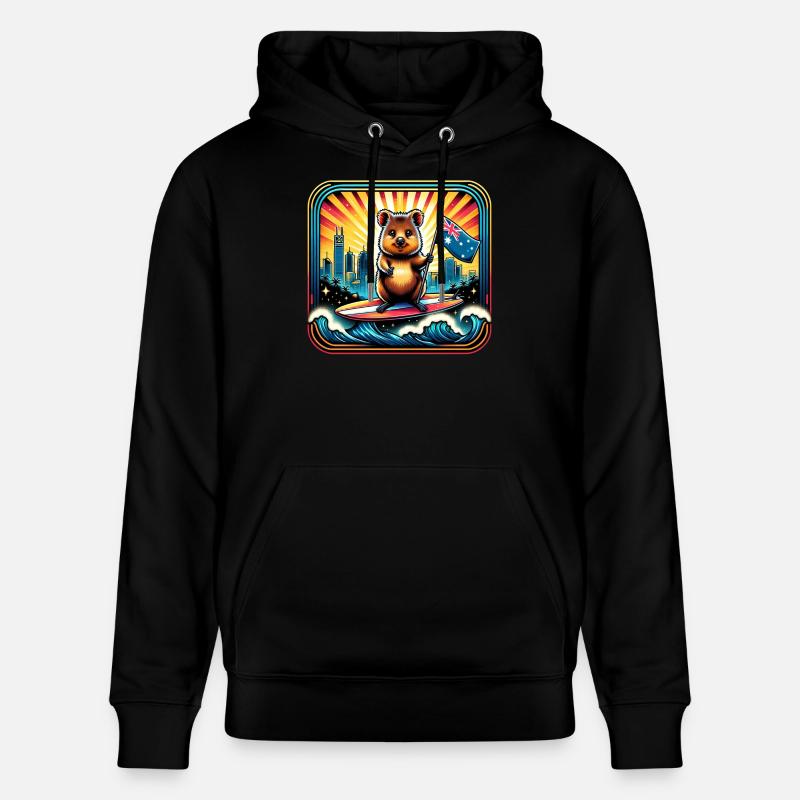 Design de surf australien Quokka - Sweat à capuche bio CRUISER Stanley/Stella Unisexe - noir