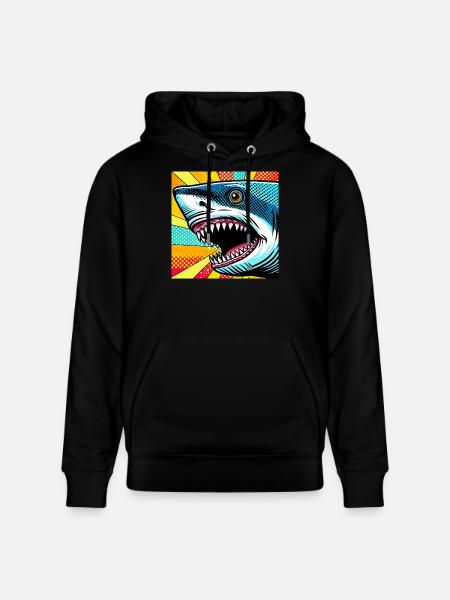 Requin Pop Art - Sweat à capuche bio CRUISER Stanley/Stella Unisexe - noir