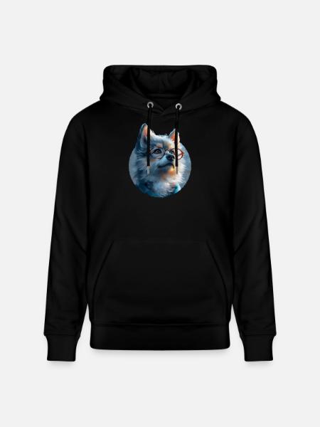 Illustration of Wolf with Glasses - Stanley/Stella CRUISER Unisex Organic Hoodie - black