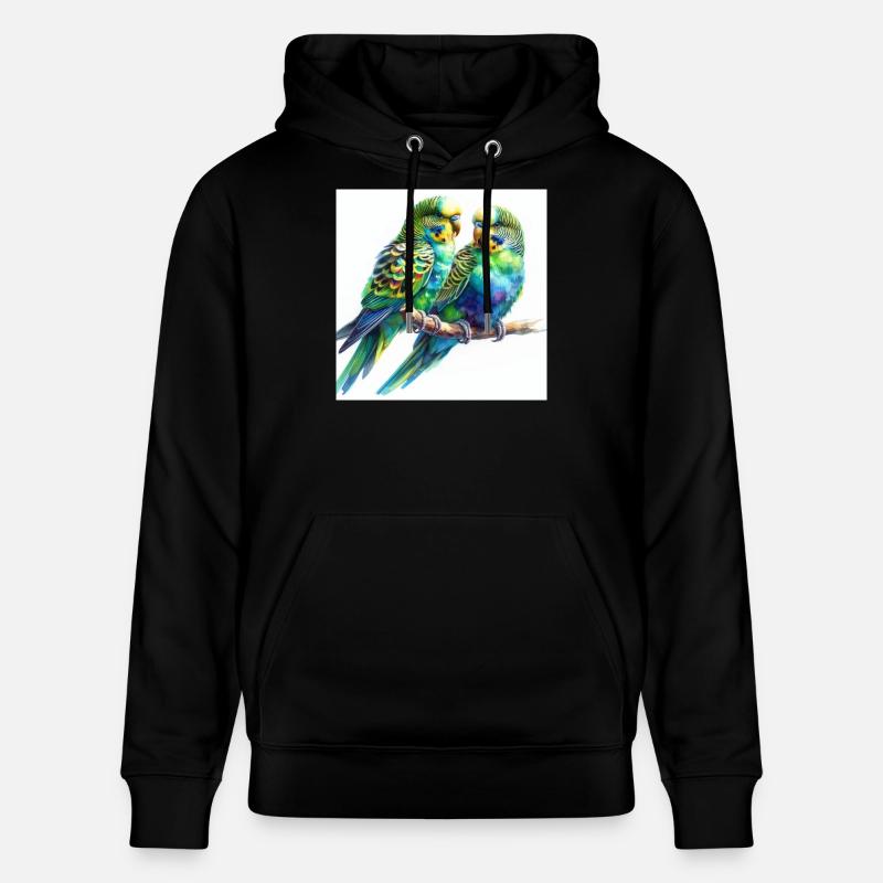 Perruches aquarelle - Sweat à capuche bio CRUISER Stanley/Stella Unisexe - noir