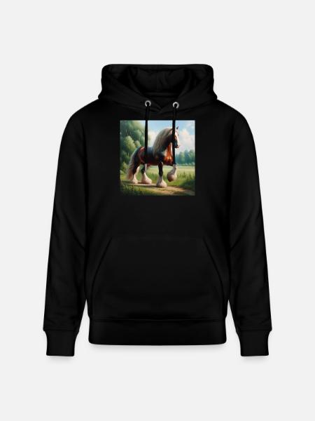 Aquarell Percheron Pferd - Stanley/Stella Unisex Bio-Hoodie CRUISER  - Schwarz