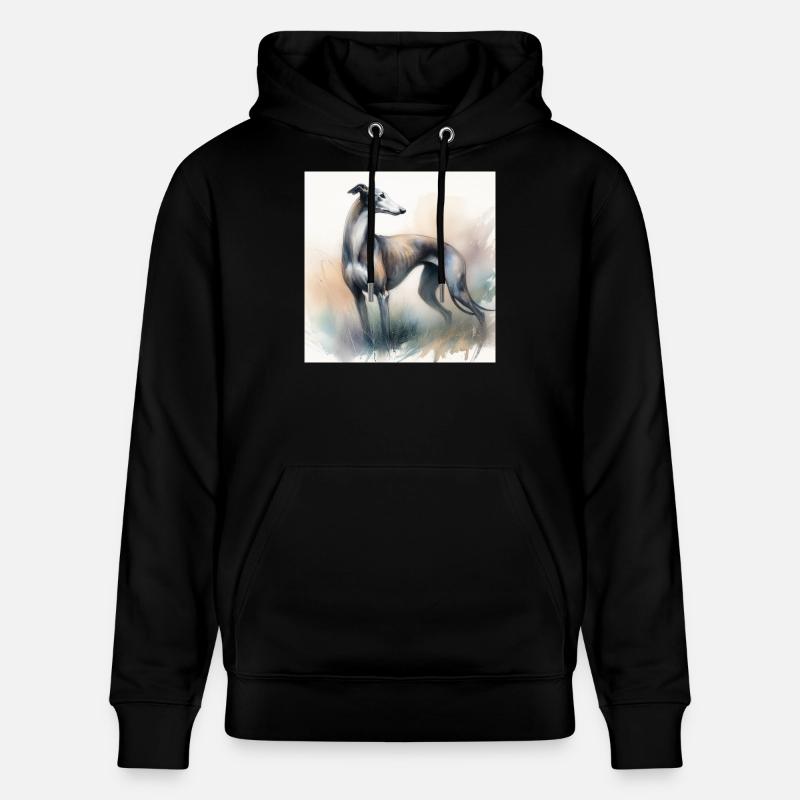 Lévrier aquarelle - Sweat à capuche bio CRUISER Stanley/Stella Unisexe - noir