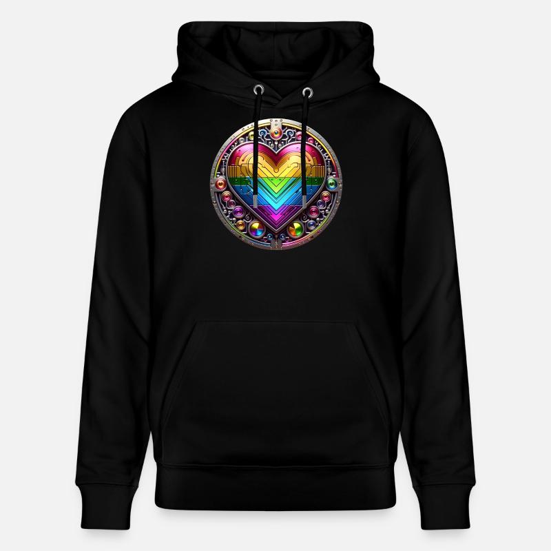 Metallic Rainbow Heart - Stanley/Stella Unisex Bio-Hoodie CRUISER  - Schwarz