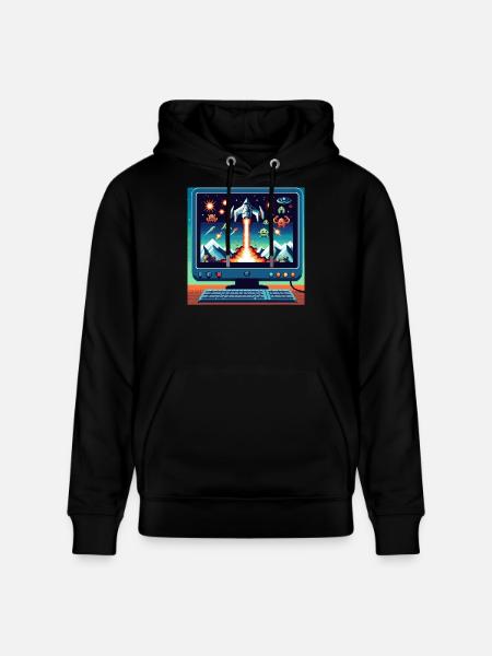 Retro Airplane Game - Stanley/Stella CRUISER Unisex Organic Hoodie - black