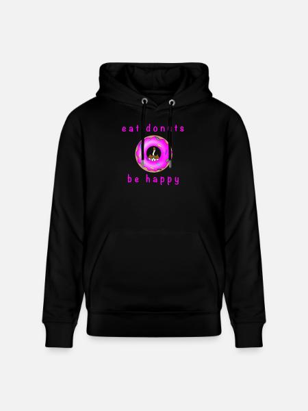 Cat with Donat - Stanley/Stella CRUISER Unisex Organic Hoodie - black