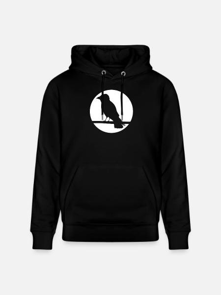 Crow on a branch - Stanley/Stella CRUISER Unisex Organic Hoodie - black