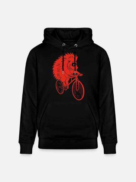 hérisson rouge à vélo - Sweat à capuche bio CRUISER Stanley/Stella Unisexe - noir