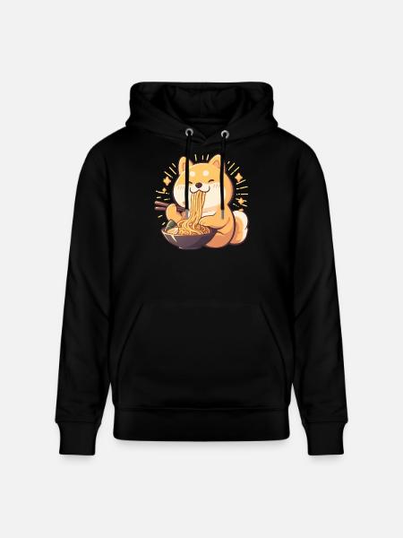 Dog eating Ramen - Stanley/Stella CRUISER Unisex Organic Hoodie - black