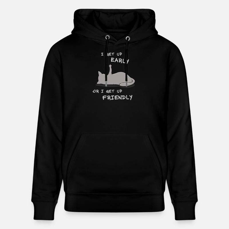 Je me lève tôt chat - Sweat à capuche bio CRUISER Stanley/Stella Unisexe - noir