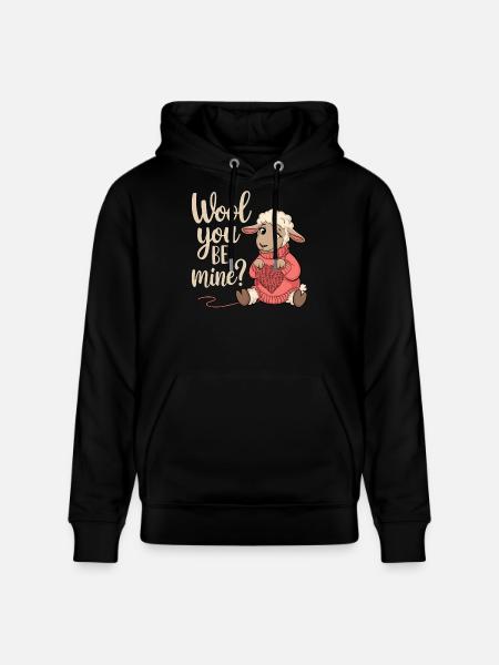 Wolliges Valentinsherz Schäfchen - Stanley/Stella Unisex Bio-Hoodie CRUISER - Schwarz