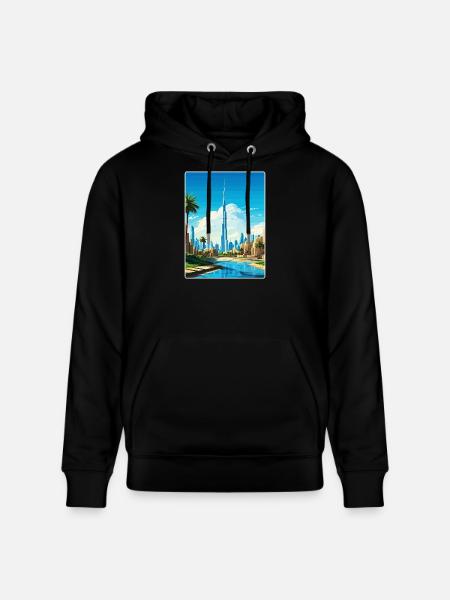Dubai Skyline Illustration - Stanley/Stella CRUISER Unisex Organic Hoodie - black