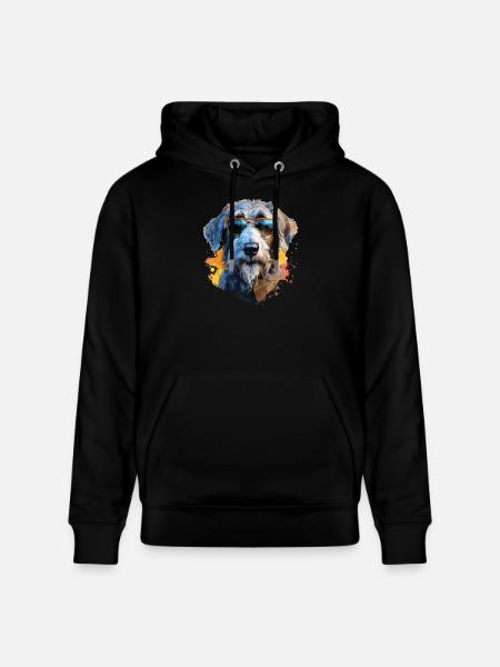 Wolfhound with sunglasses - Stanley/Stella CRUISER Unisex Organic Hoodie - black