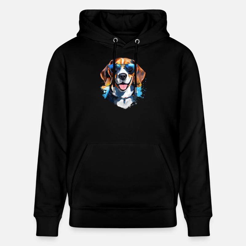 Beagle mit Sonnenbrille - Stanley/Stella Unisex Bio-Hoodie CRUISER  - Schwarz
