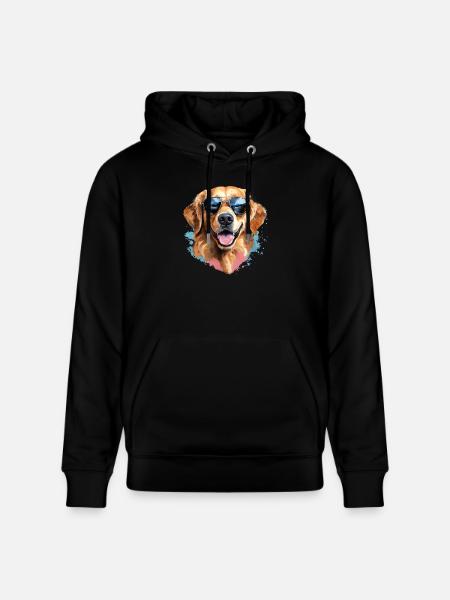 Golden Retriever with Sunglasses - Stanley/Stella CRUISER Unisex Organic Hoodie - black