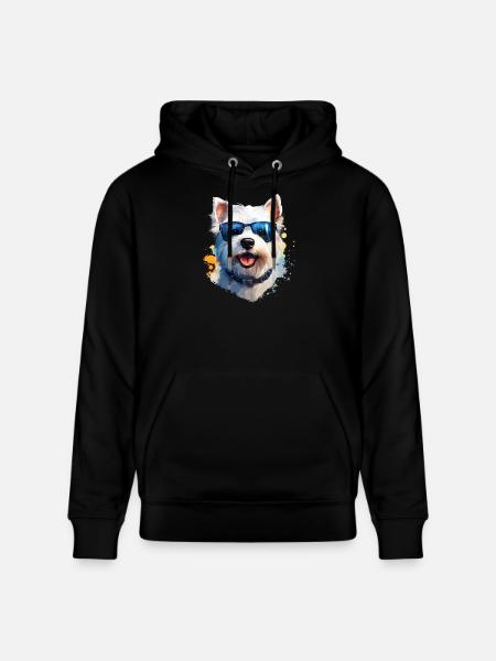 Westie with sunglasses - Stanley/Stella CRUISER Unisex Organic Hoodie - black