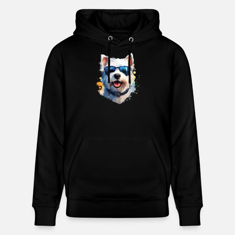 Westie avec lunettes de soleil - Sweat à capuche bio CRUISER Stanley/Stella Unisexe - noir
