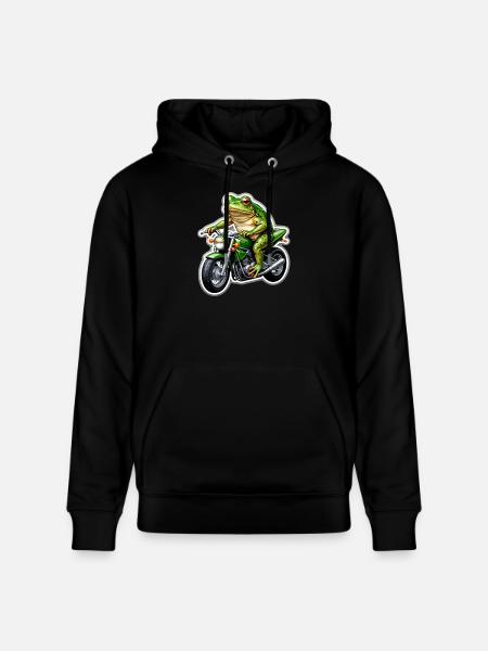 Frog on motorcycle - Stanley/Stella CRUISER Unisex Organic Hoodie - black