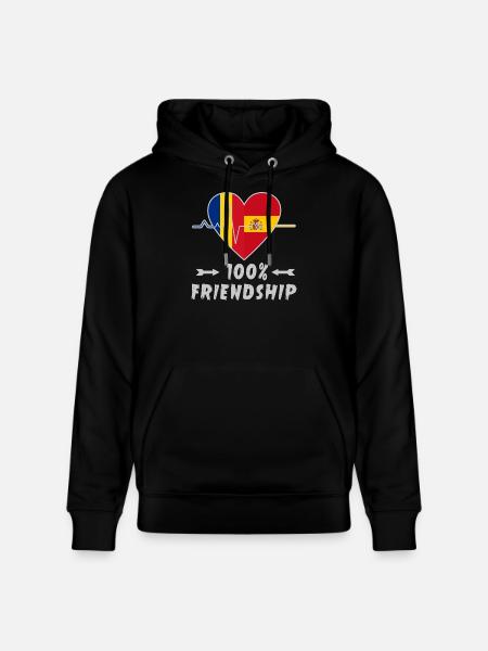 Romania and Spain 100% friendship - Stanley/Stella CRUISER Unisex Organic Hoodie - black