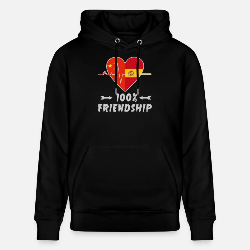 China und Spanien 100% Freundschaft - Stanley/Stella Unisex Bio-Hoodie CRUISER  - Schwarz