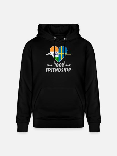 India and Sweden 100% friendship - Stanley/Stella CRUISER Unisex Organic Hoodie - black