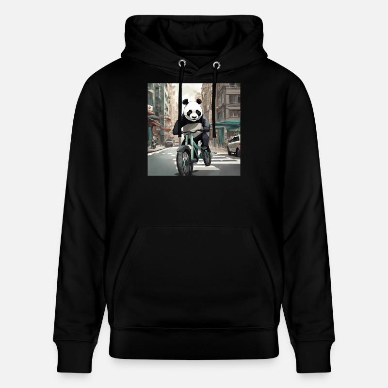 Panda à vélo en ville - Sweat à capuche bio CRUISER Stanley/Stella Unisexe - noir