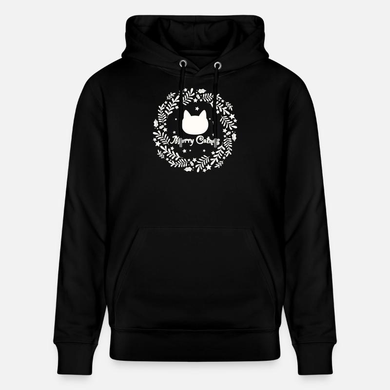 Weihnachtskranz mit Katze - Merry Catmas - Stanley/Stella Unisex Bio-Hoodie CRUISER  - Schwarz