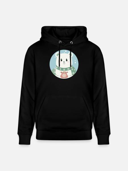 Cute polar bear in Christmas spirit - Stanley/Stella CRUISER Unisex Organic Hoodie - black