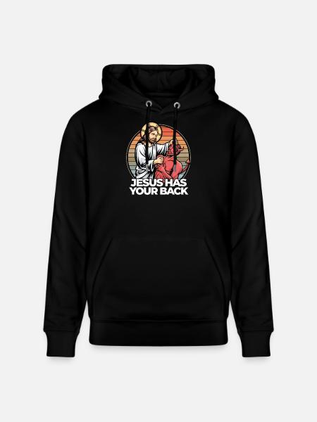 Jesus Has Your Back Inspirational - Stanley/Stella CRUISER Unisex Organic Hoodie - black