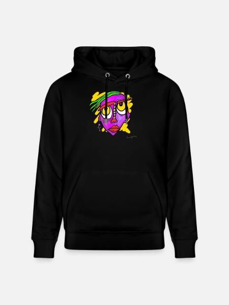 Buntes Surreal-Gesicht Kunstwerk - Stanley/Stella Unisex Bio-Hoodie CRUISER  - Schwarz