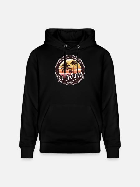 El Gouna Egypt Vintage Palm Tree Design - Stanley/Stella CRUISER Unisex Organic Hoodie - black