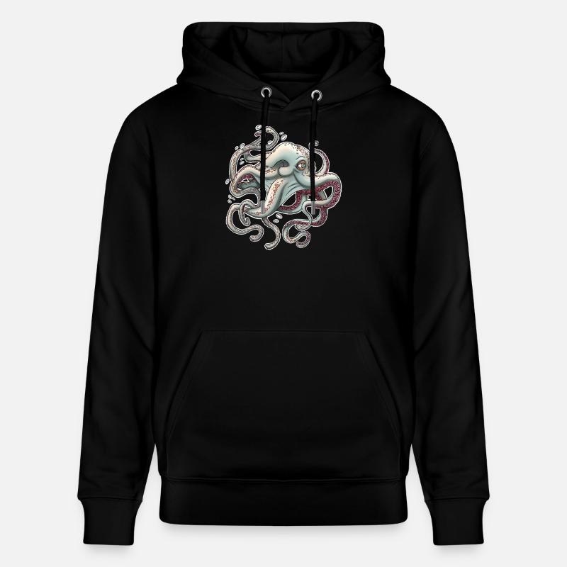 Pieuvre fantaisiste à l’expression rêveuse - Sweat à capuche bio CRUISER Stanley/Stella Unisexe - noir