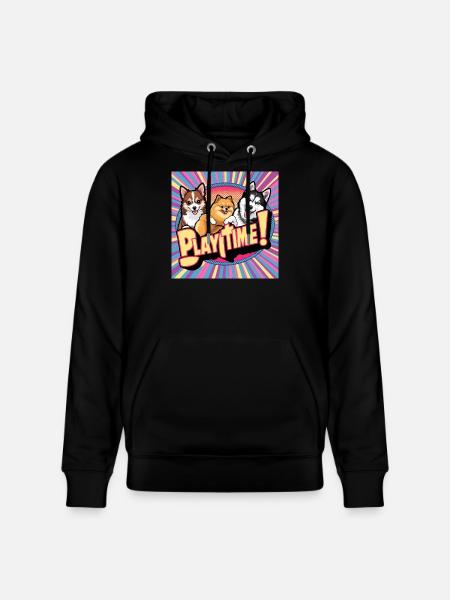 Comic Dogs - Playtime - Stanley/Stella CRUISER Unisex Organic Hoodie - black