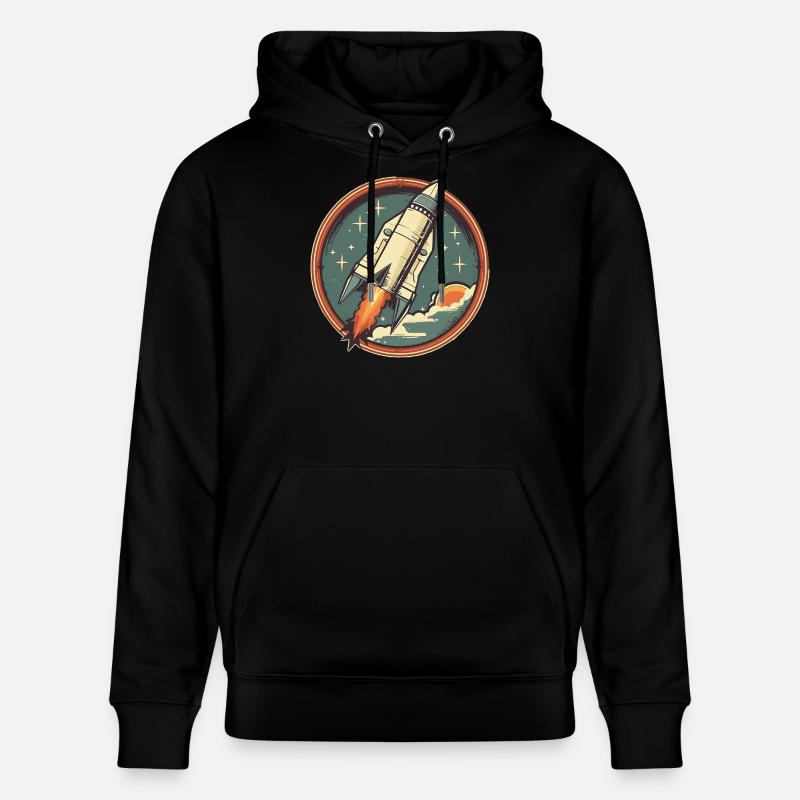Fusée Rétro - Fusée Spatiale - Sweat à capuche bio CRUISER Stanley/Stella Unisexe - noir